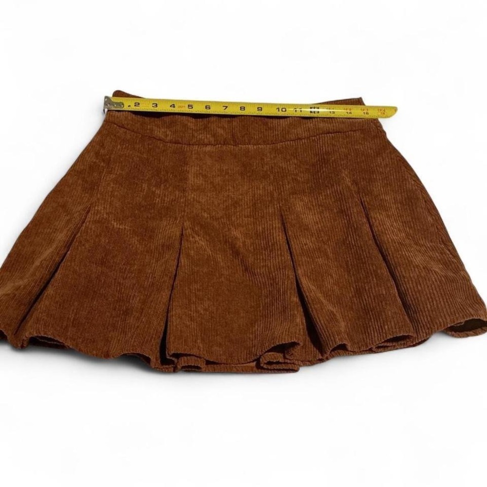 HYFVE Brown Corduroy Pleated Mini Skirt Women's Size‎ M